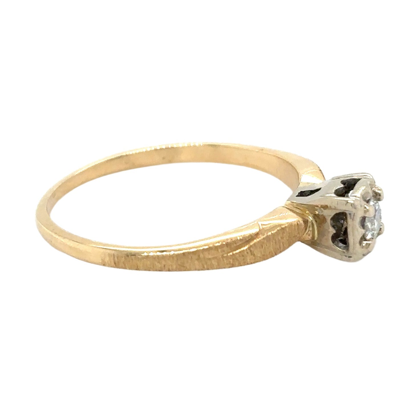 14k Yellow Gold 1/10ctw Diamond Size 6.75 Ring 1.9g