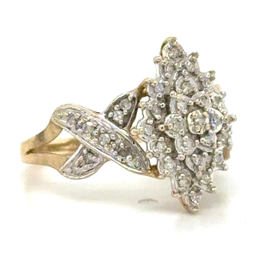 1/4ctw Diamond 10k Yellow Gold Cocktail Ring Size 6.75