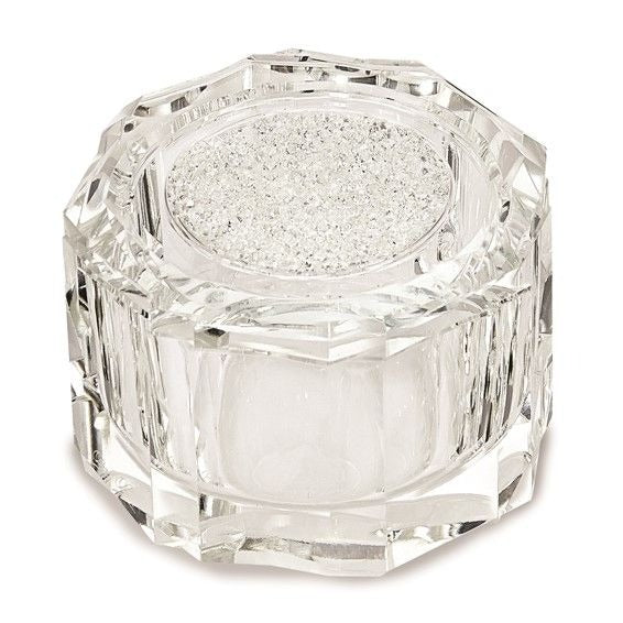 Crystal Octagonal Box With Faceted Lid & Crystal Accents