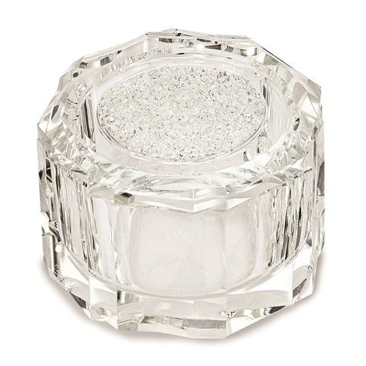 Crystal Octagonal Box With Faceted Lid & Crystal Accents