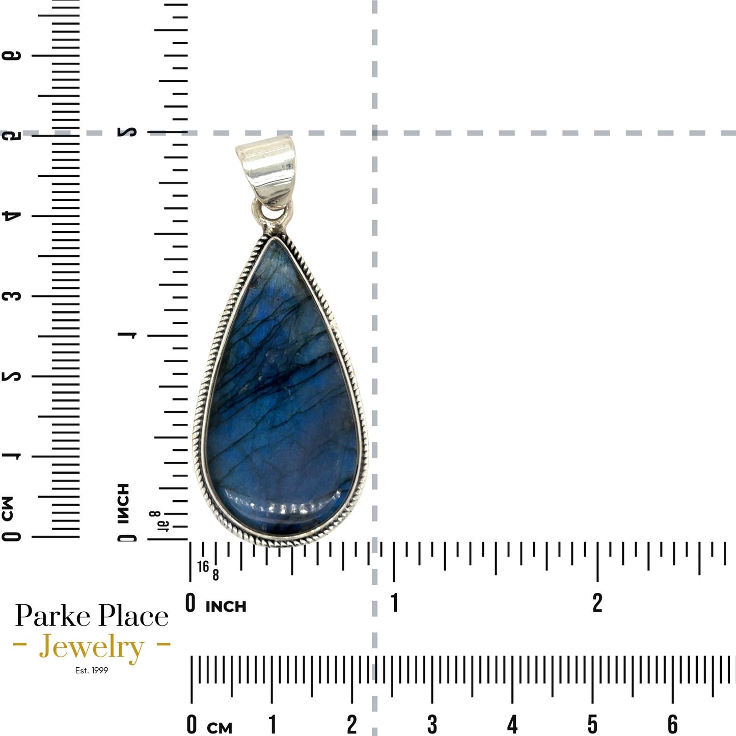 .925 Sterling Silver Labradorite Solitaire Teardrop Pendant 10.8g