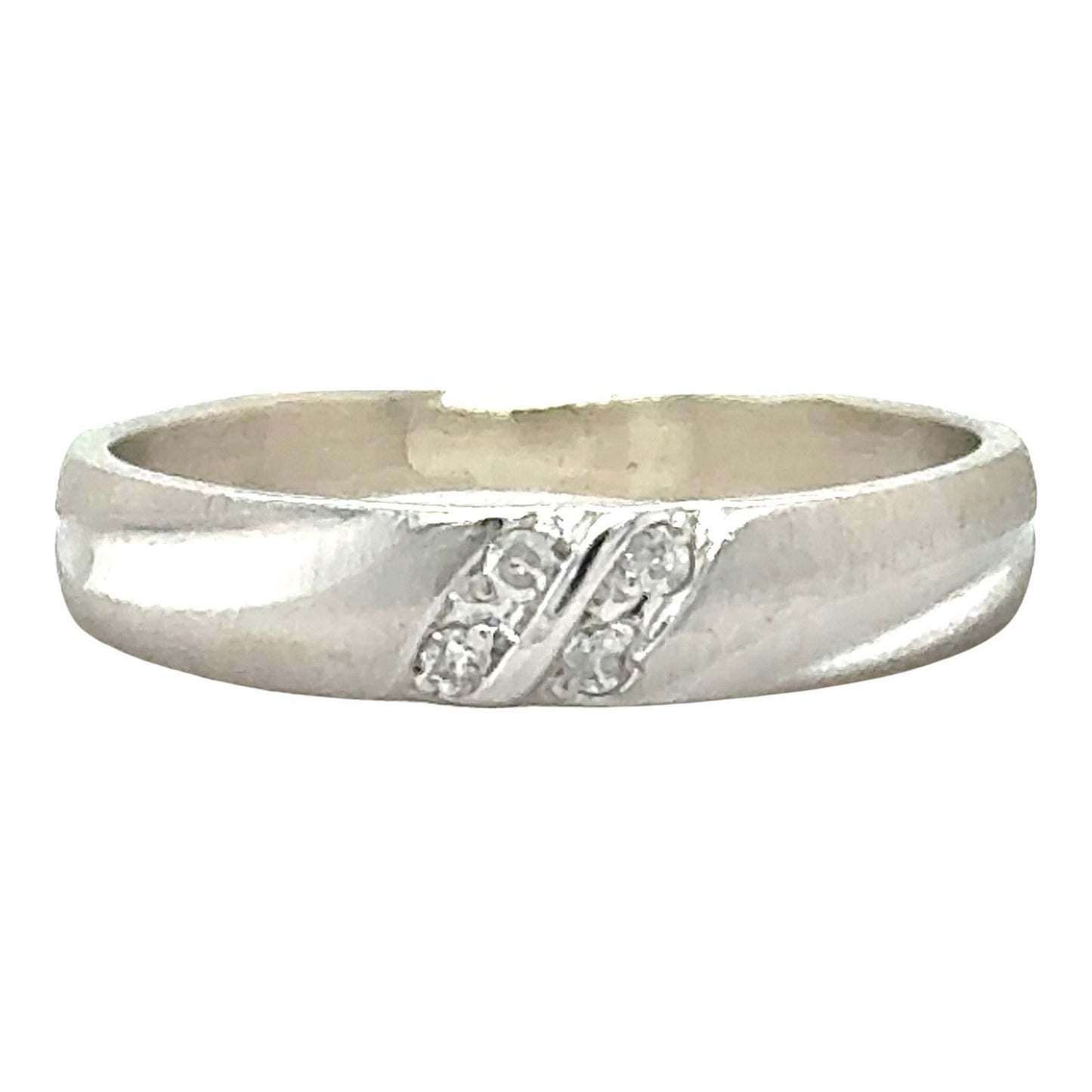 Diamond Accent 10k White Gold Wedding Band Ring 2.4g Size 7.75