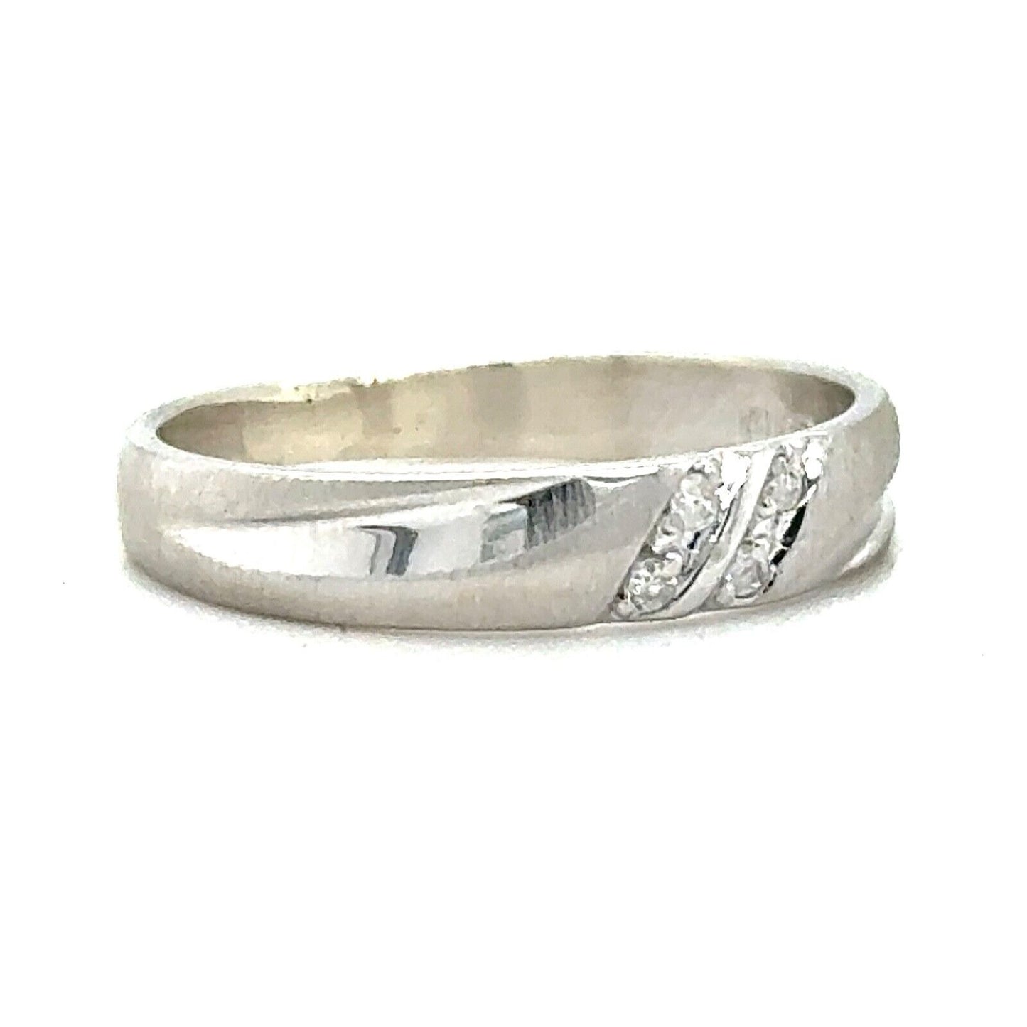 Diamond Accent 10k White Gold Wedding Band Ring 2.4g Size 7.75