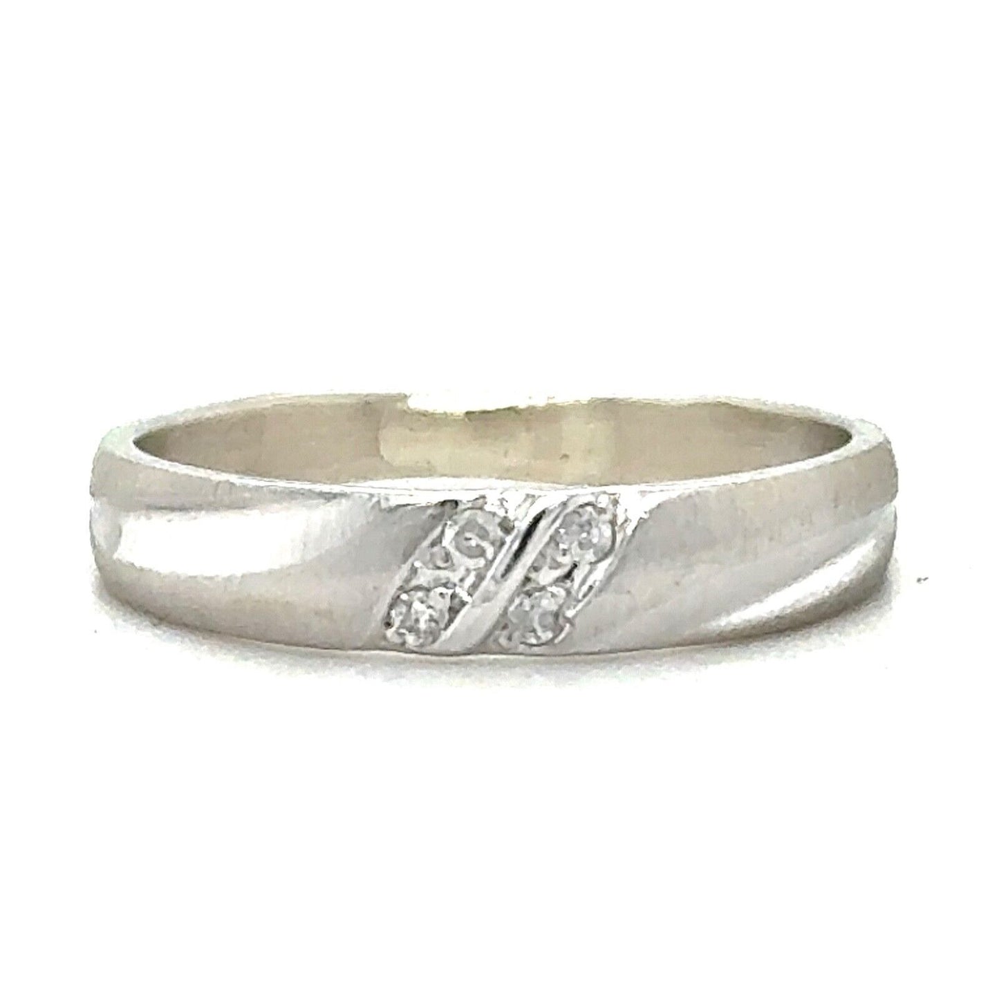 Diamond Accent 10k White Gold Wedding Band Ring 2.4g Size 7.75