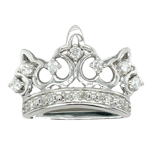 10k White Gold 1/4ctw Diamond Crown Pendant 2.2g