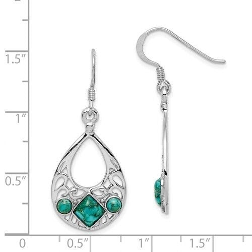Sterling Silver Dangle Earrings With Reconstituted Turquoise Stones