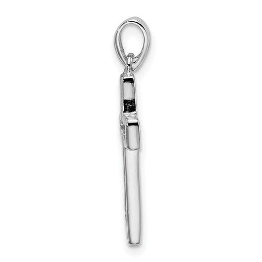Sterling Silver Rhodium-Plated Jesus Cut-Out Cross