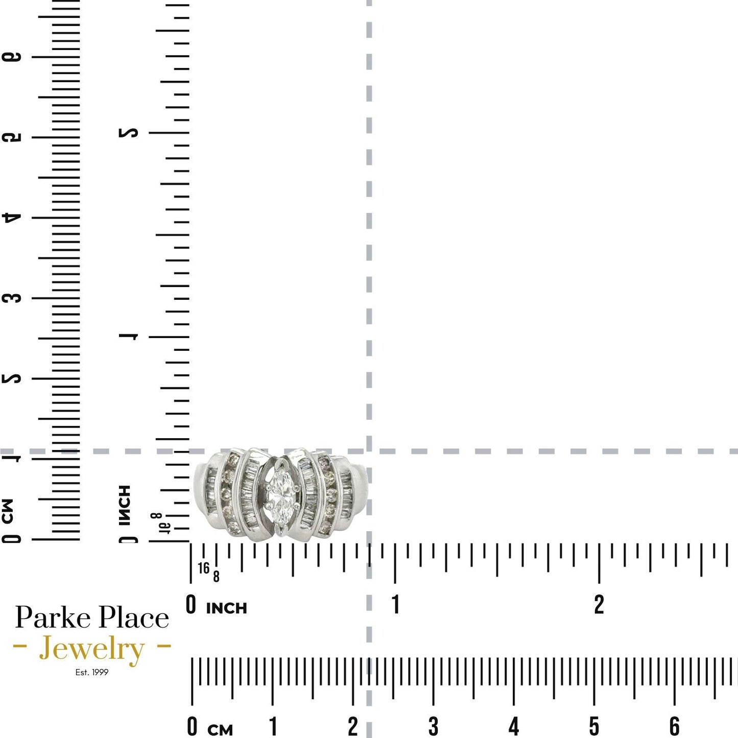 14k White Gold 1 1/10ctw Diamond Cocktail Ring 8.4g Size 7