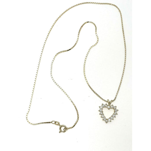 1/2 ct Diamond Heart Pendant 18 in Box Chain 14k Yellow Gold 5.1 g