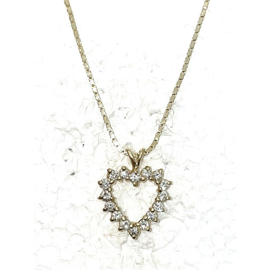 1/2 ct Diamond Heart Pendant 18 in Box Chain 14k Yellow Gold 5.1 g