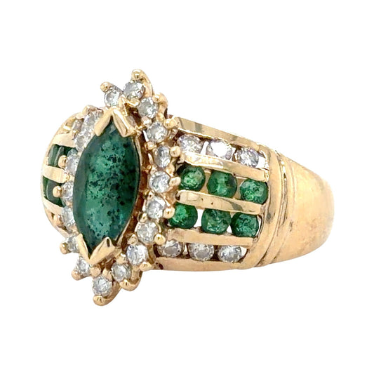 Emerald & 1/3ctw Diamond 14k Yellow Gold Ring 7.5g Size 7