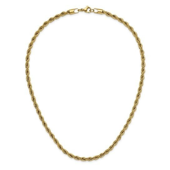 Chisel Stainless Steel Yellow IP-plated 5mm 20 inch Rope Chain