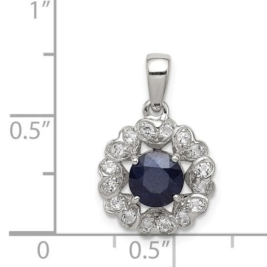 Sterling Silver White Topaz & Sapphire Pendant