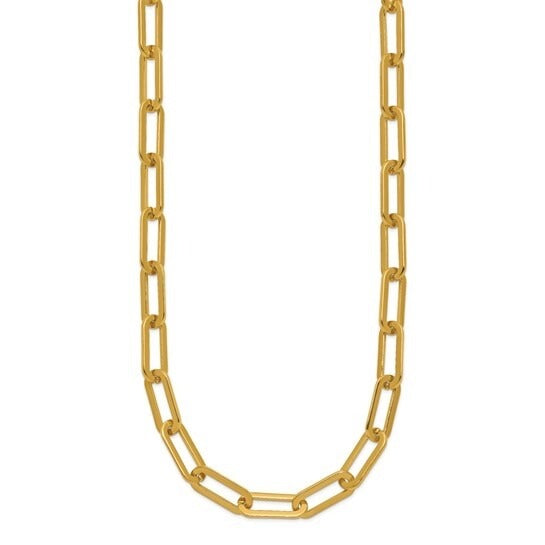 Chisel Stainless Steel Yellow IP-plated Open Link Paperclip 24in Chain Necklace