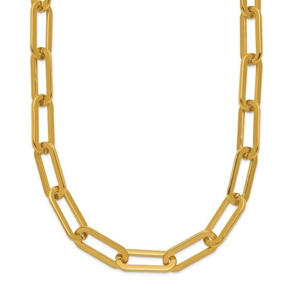 Chisel Stainless Steel Yellow IP-plated Open Link Paperclip 24in Chain Necklace