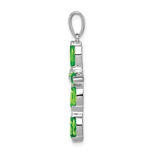 Sterling Silver Peridot & Diamond Cross Pendant