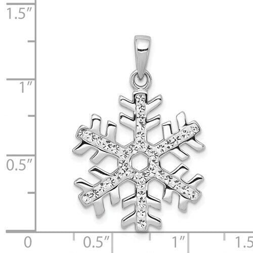 Sterling Silver Rhodium Plated Crystal Snowflake Pendant 925