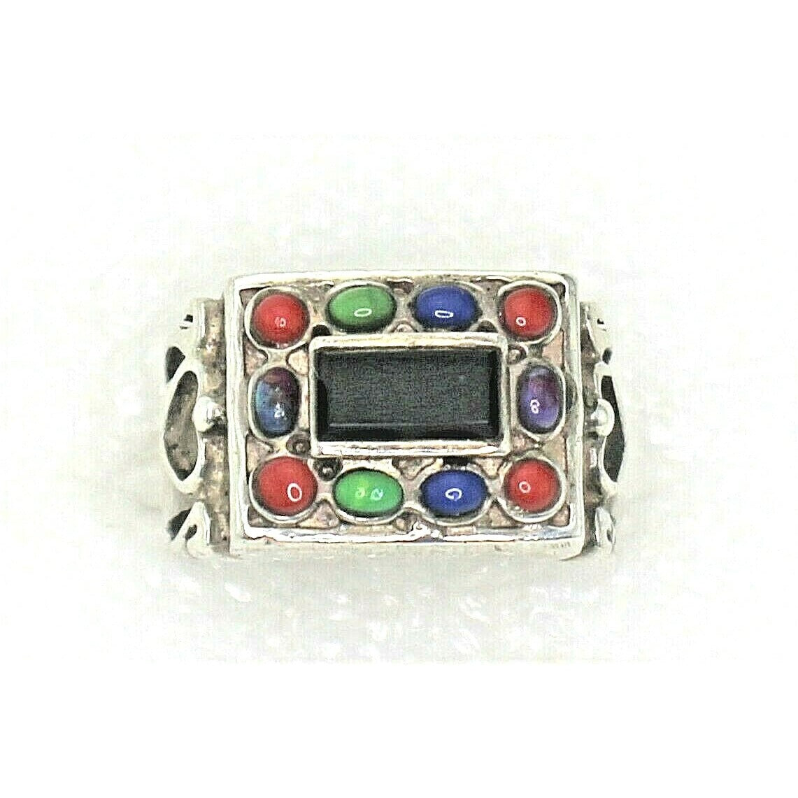 Sterling Silver Multi Gemstone Ring 8.2g Size 6