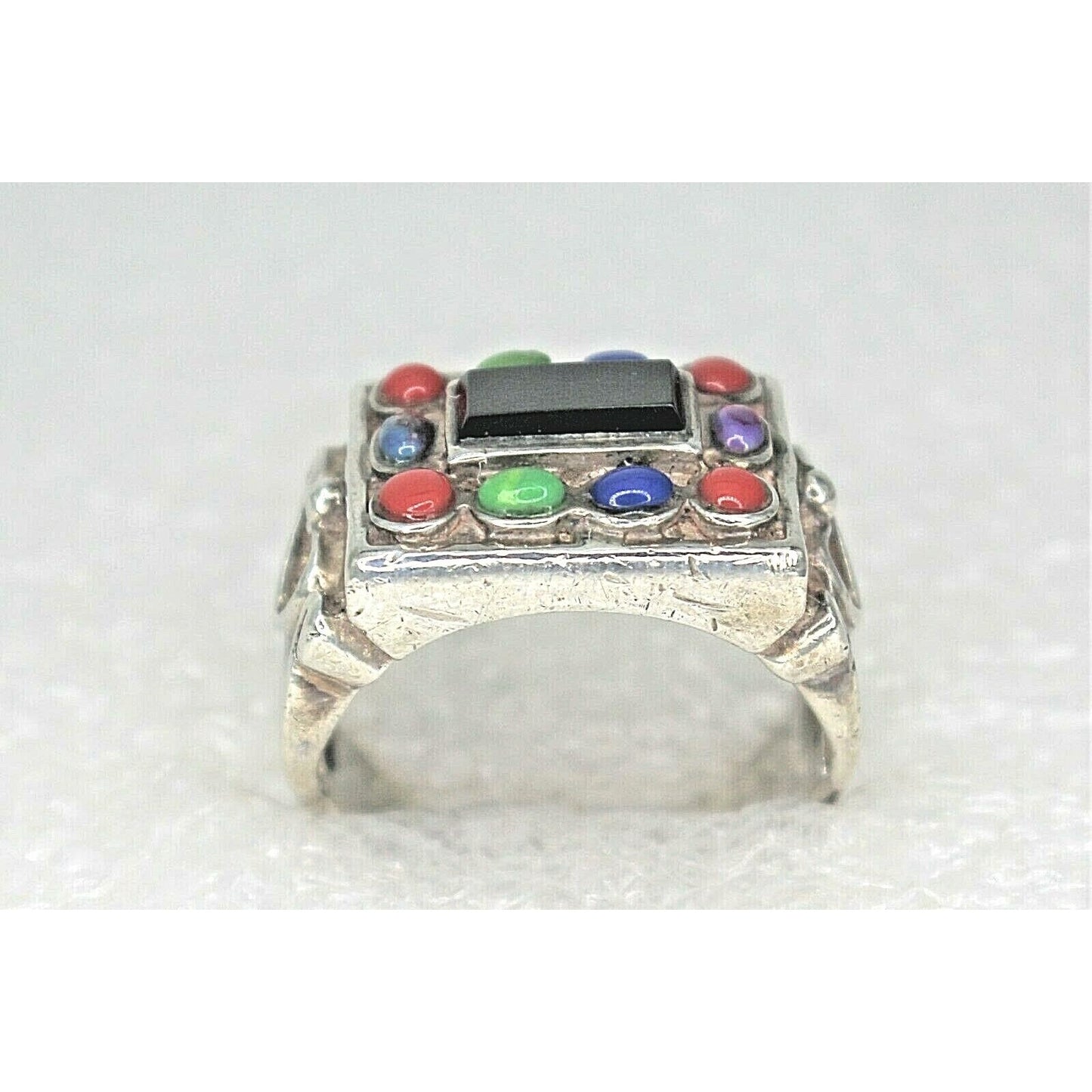Sterling Silver Multi Gemstone Ring 8.2g Size 6