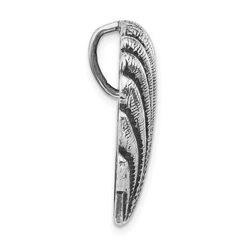 Sterling Silver 925 Antiqued Textured Scallop Shell Chain Slide Pendant