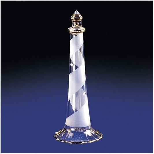 Glass Baron Handcrafted Lighthouse Figurine 22k Gold Trim