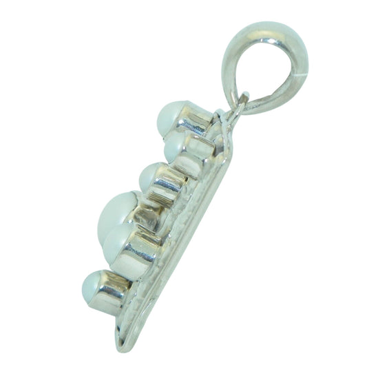 Sterling Silver Pendant Created Pearls .925 14.4g