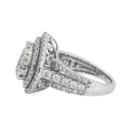 2ct Multi Diamond Pear Shaped Engagement Ring 10K White Gold Ring 6.2g Size 7.25