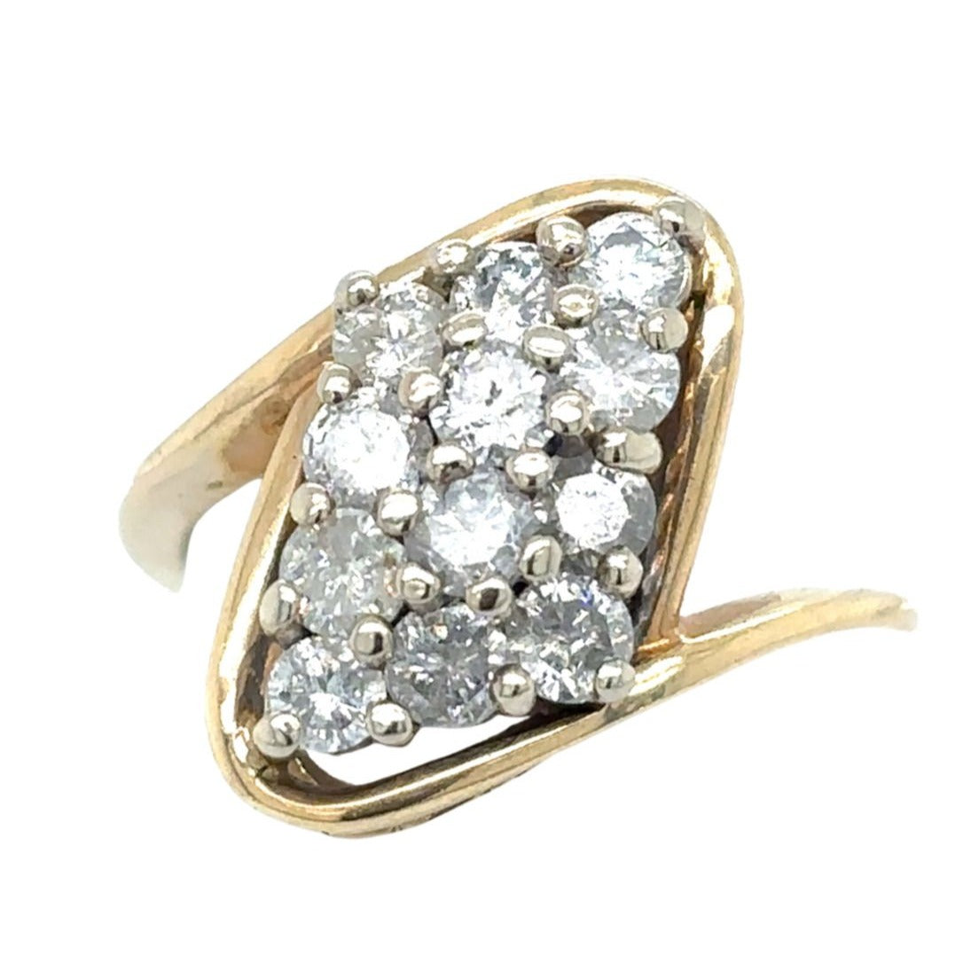 14k Yellow Gold 1 ctw Diamond Cluster Size 3.75 Ring 3.8g