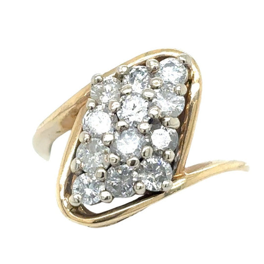 14k Yellow Gold 1 ctw Diamond Cluster Size 3.75 Ring 3.8g