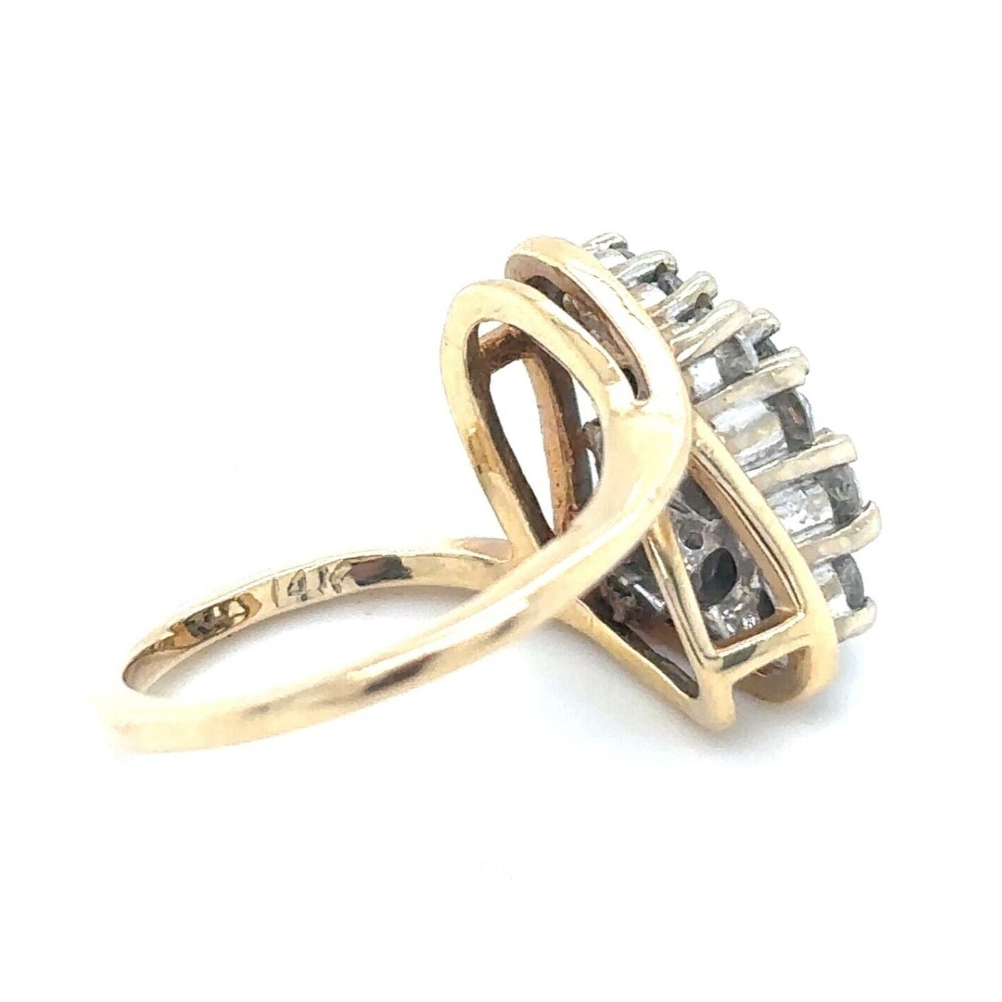 14k Yellow Gold 1 ctw Diamond Cluster Size 3.75 Ring 3.8g