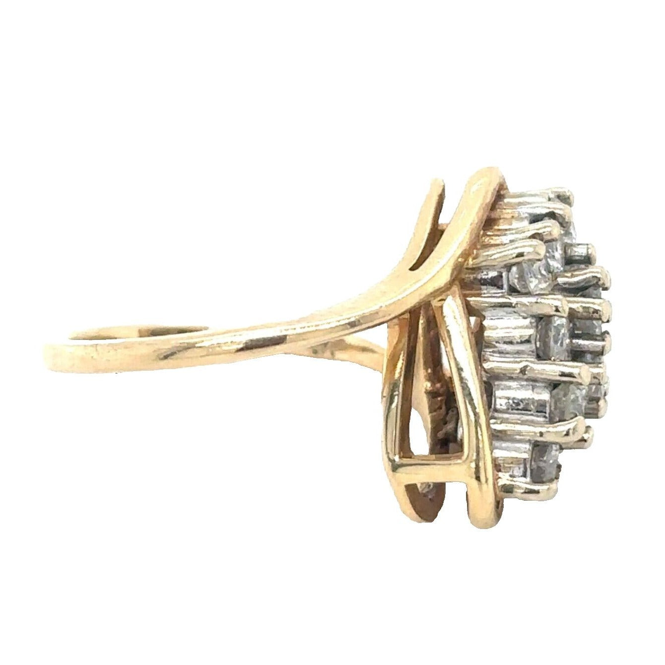 14k Yellow Gold 1 ctw Diamond Cluster Size 3.75 Ring 3.8g