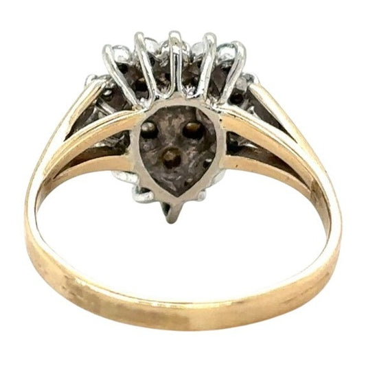14k Yellow Gold 1/4ctw Diamond Cluster Size 5.5 Engagement Ring 3.0g