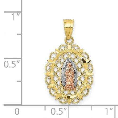 10k Two-tone Gold with White Rhodium Our Lady of Guadalupe Pendant