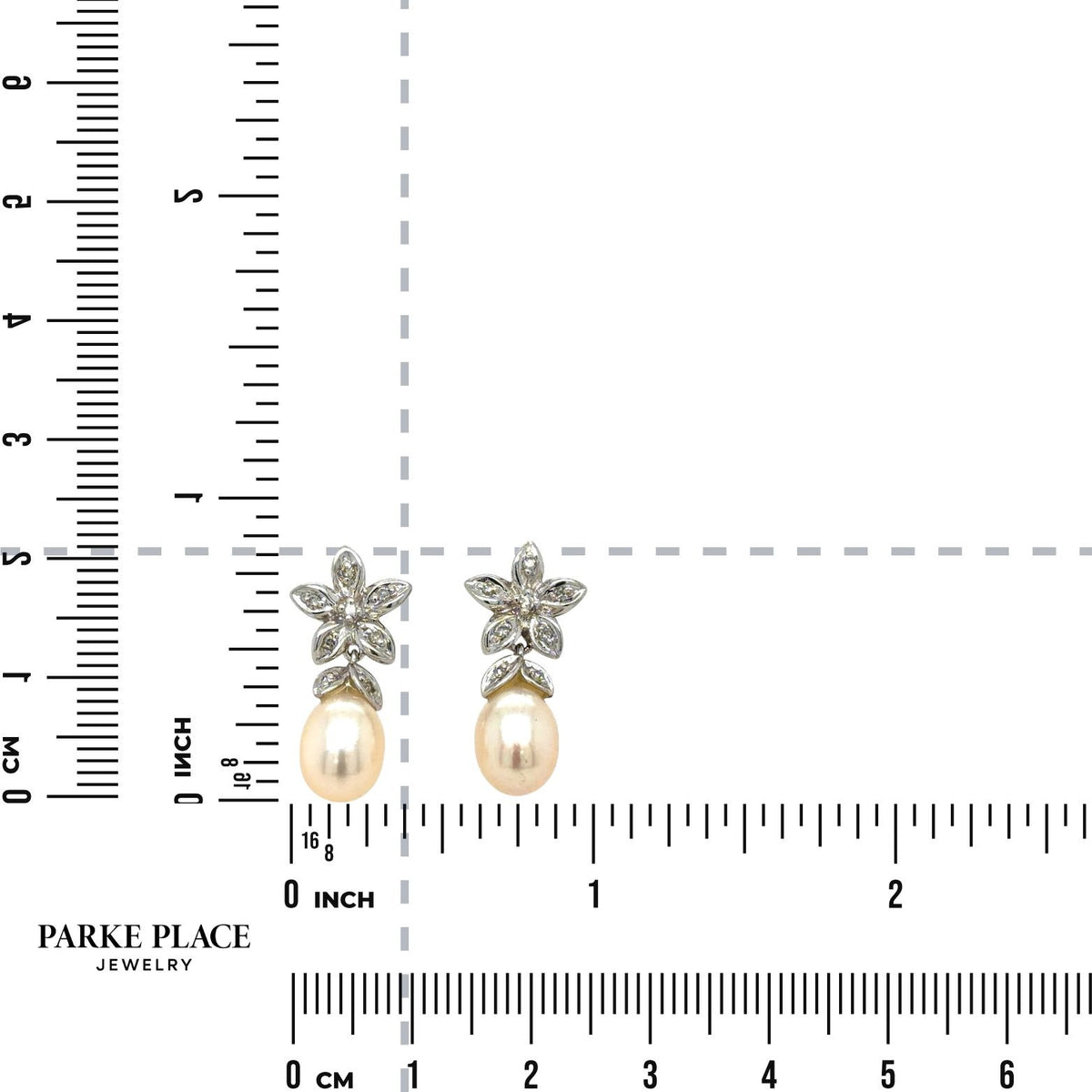 Pearl & Diamond 10k White Gold Floral Earrings 3.3g