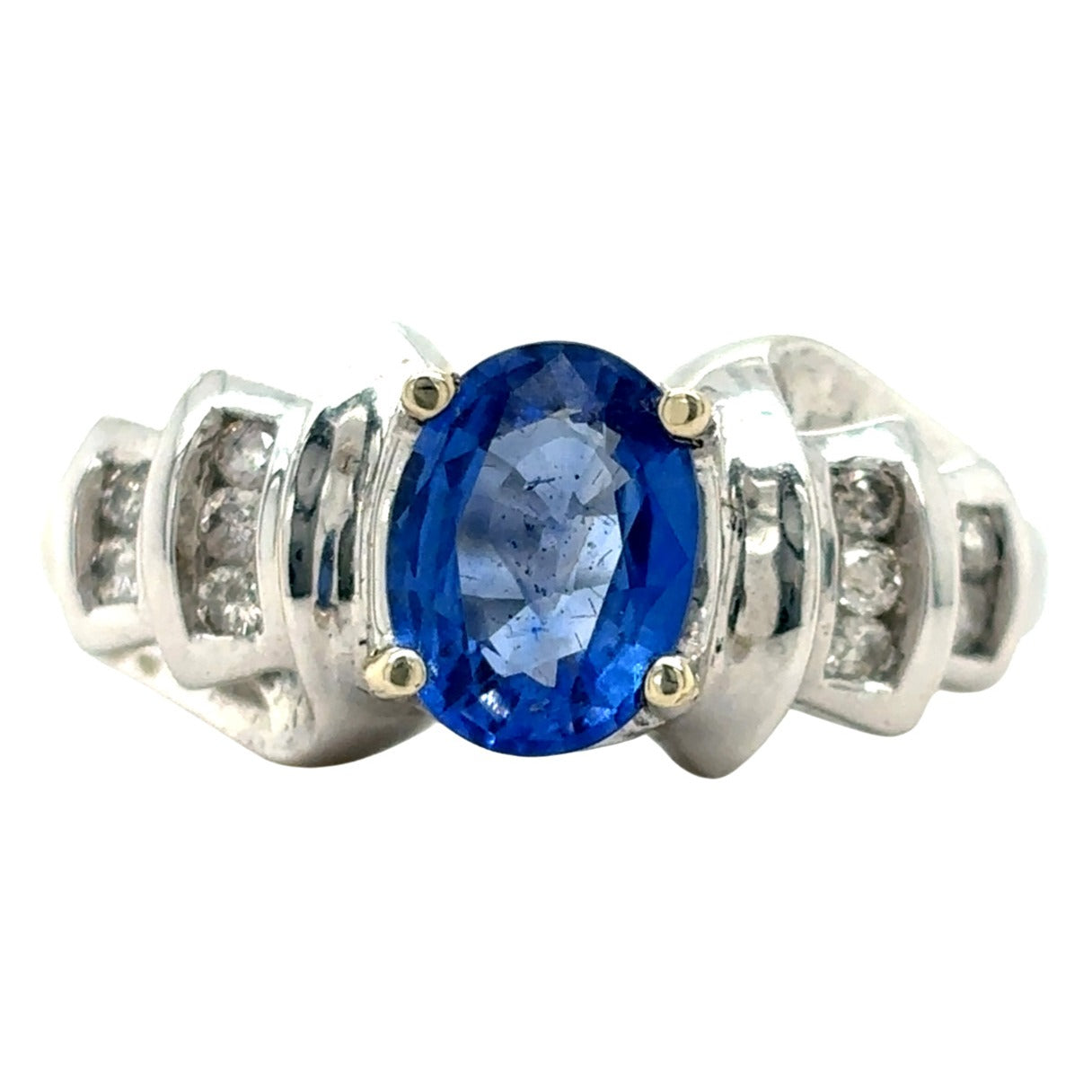 14k White Gold Sapphire & Diamond Ring 6.5g Size 7