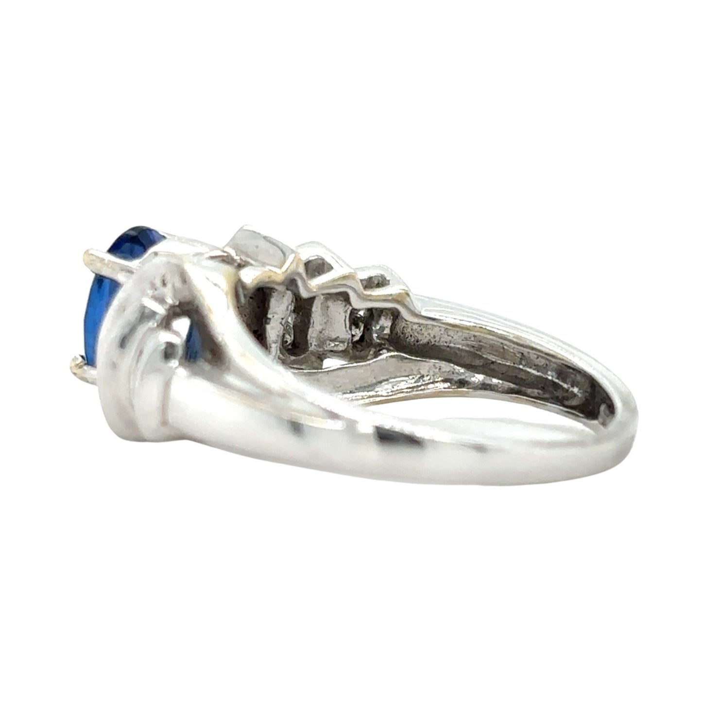 14k White Gold Sapphire & Diamond Ring 6.5g Size 7