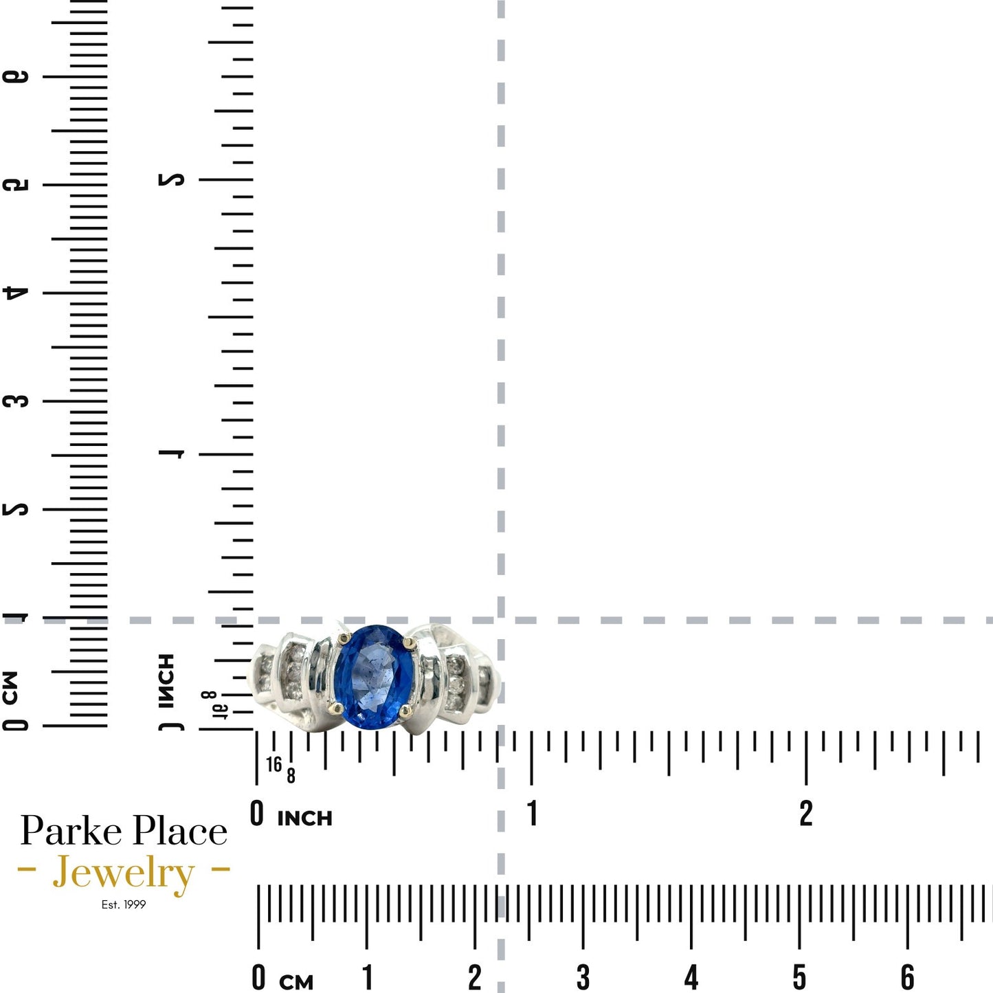 14k White Gold Sapphire & Diamond Ring 6.5g Size 7