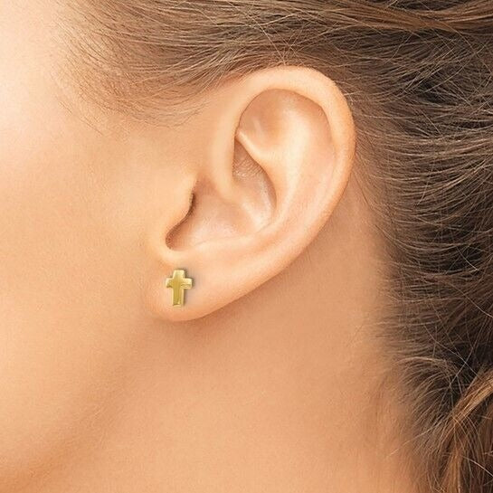 Leslie's 10K Yellow Gold Polished Cross Post Earrings