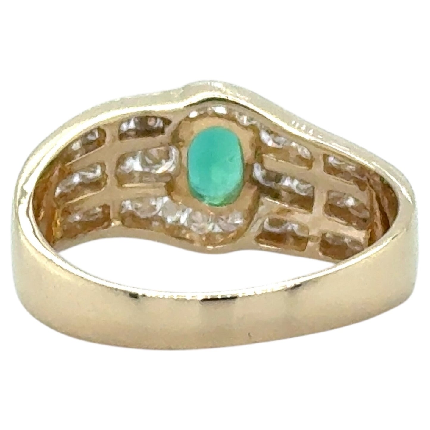 Lab Grown Emerald & 1/3ctw Diamond 14k Yellow Gold Ring 3.4g Size 6.5 (SI1-3,G-H)