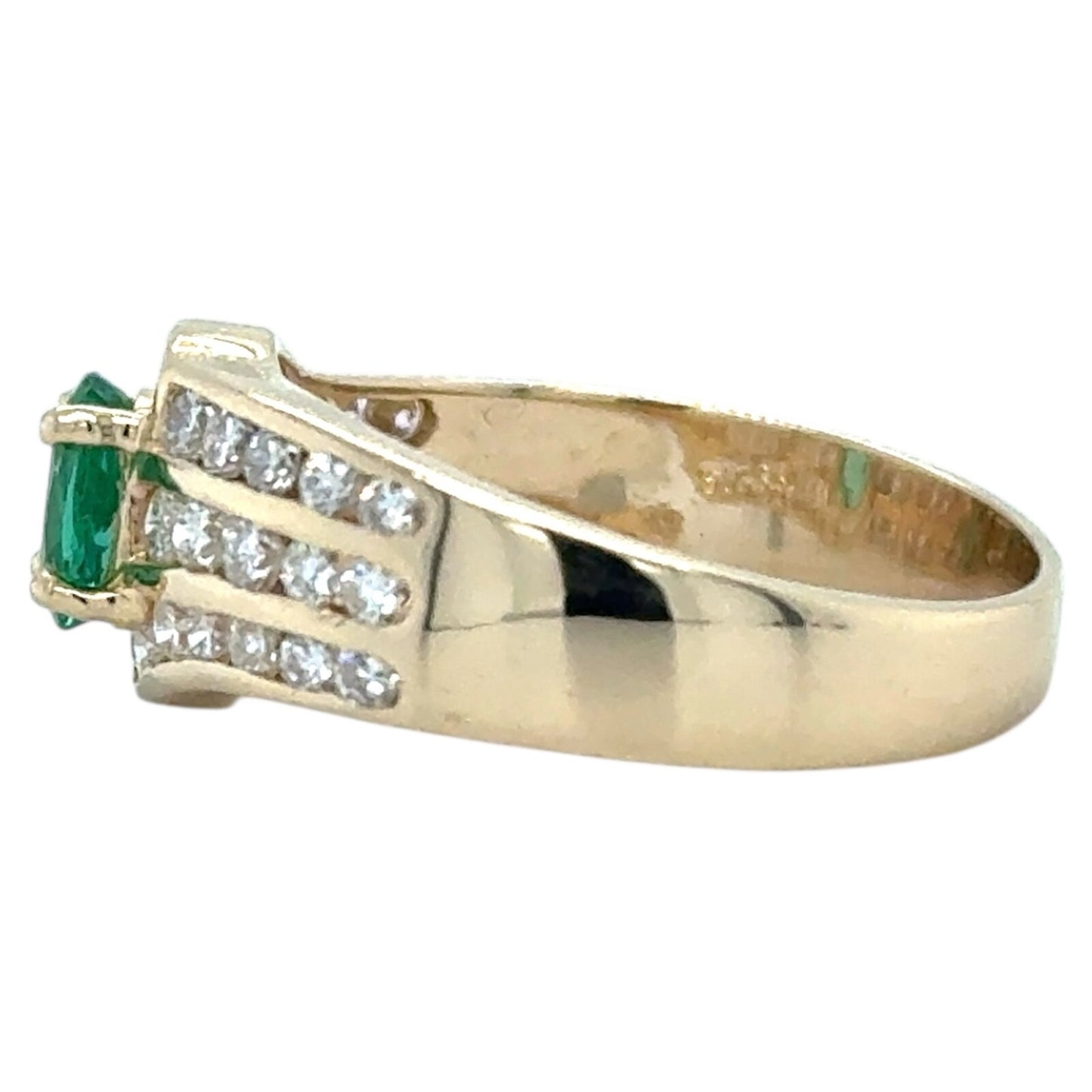 Lab Grown Emerald & 1/3ctw Diamond 14k Yellow Gold Ring 3.4g Size 6.5 (SI1-3,G-H)