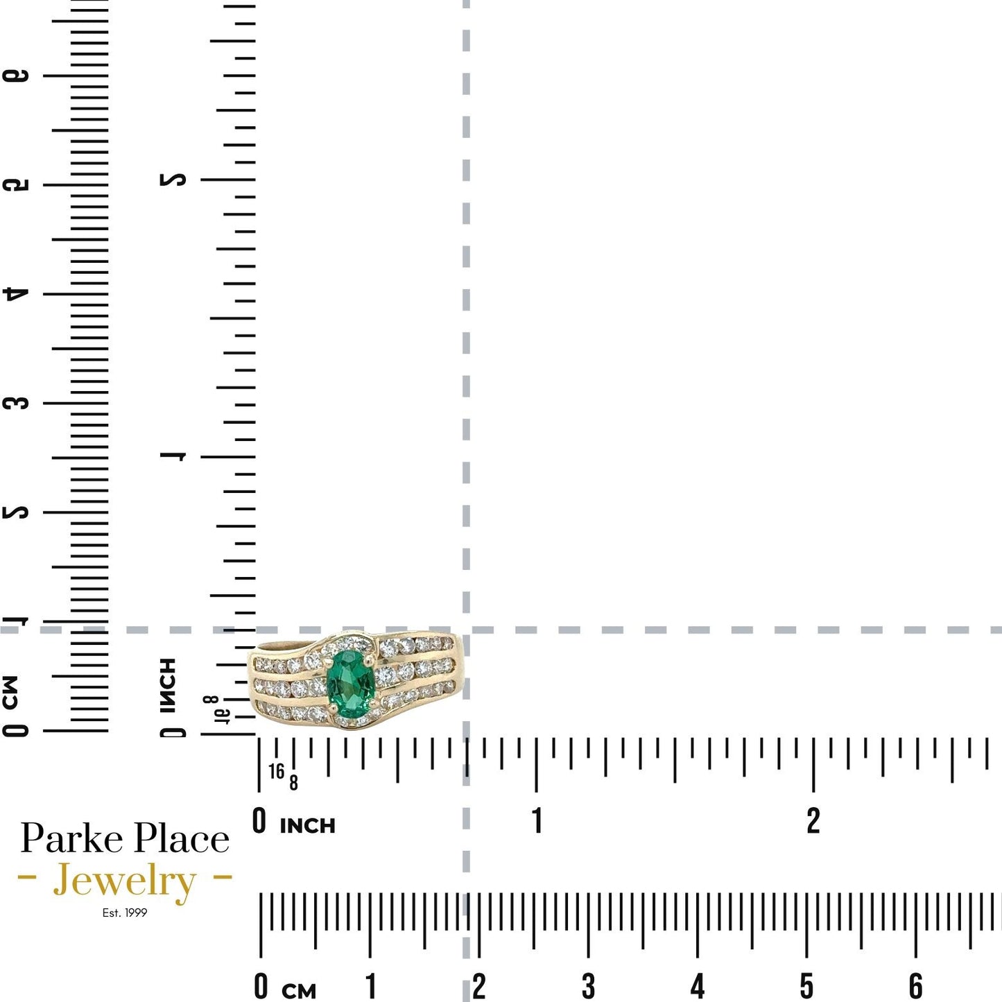 Lab Grown Emerald & 1/3ctw Diamond 14k Yellow Gold Ring 3.4g Size 6.5 (SI1-3,G-H)