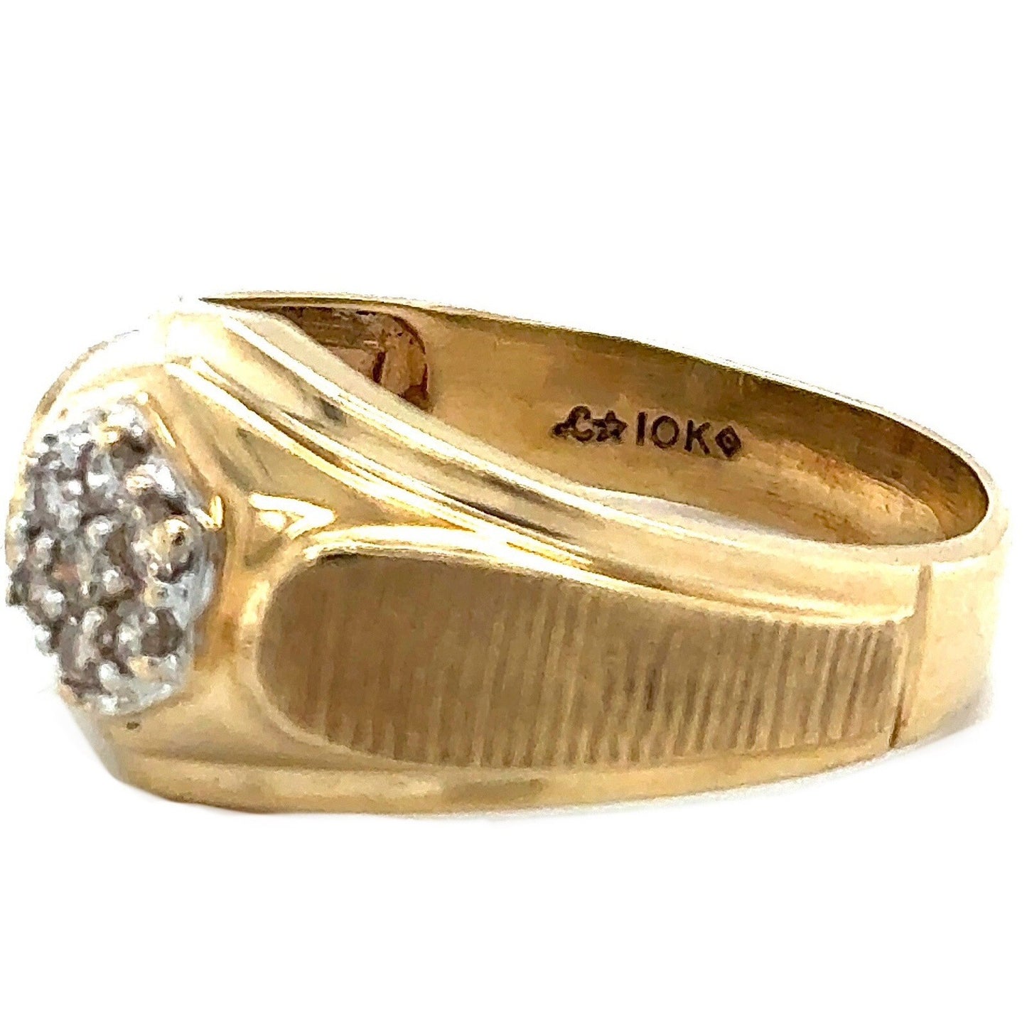 1/10ct Men’s Champagne Diamond 10k Yellow Gold Ring 4.2g Size 12