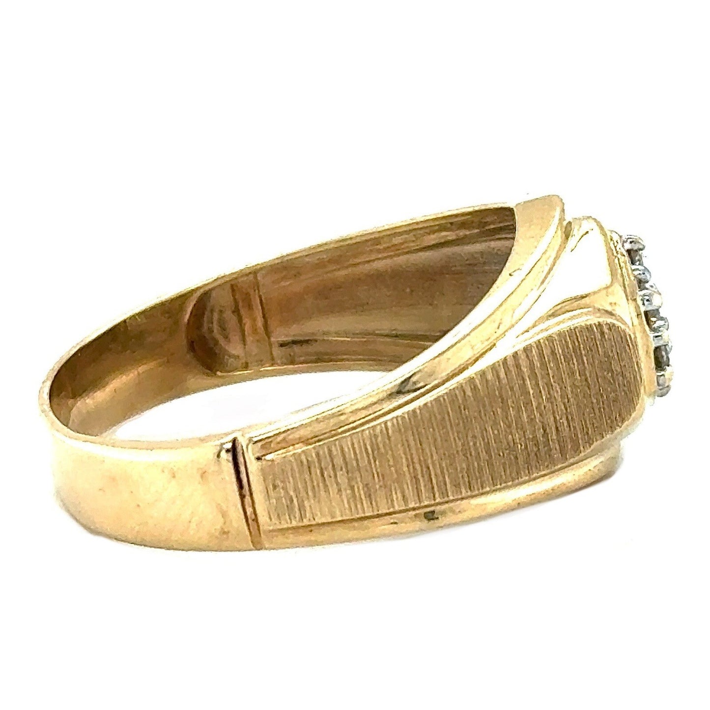 1/10ct Men’s Champagne Diamond 10k Yellow Gold Ring 4.2g Size 12