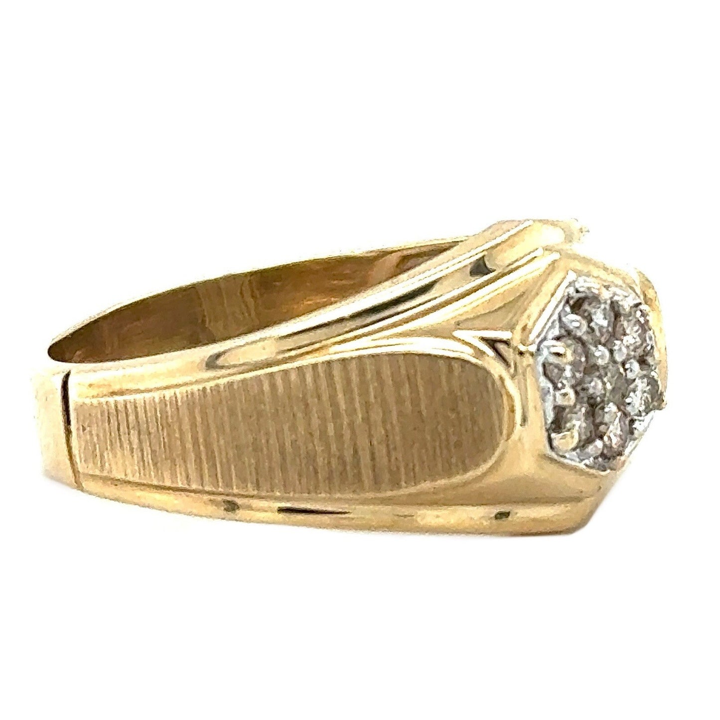 1/10ct Men’s Champagne Diamond 10k Yellow Gold Ring 4.2g Size 12