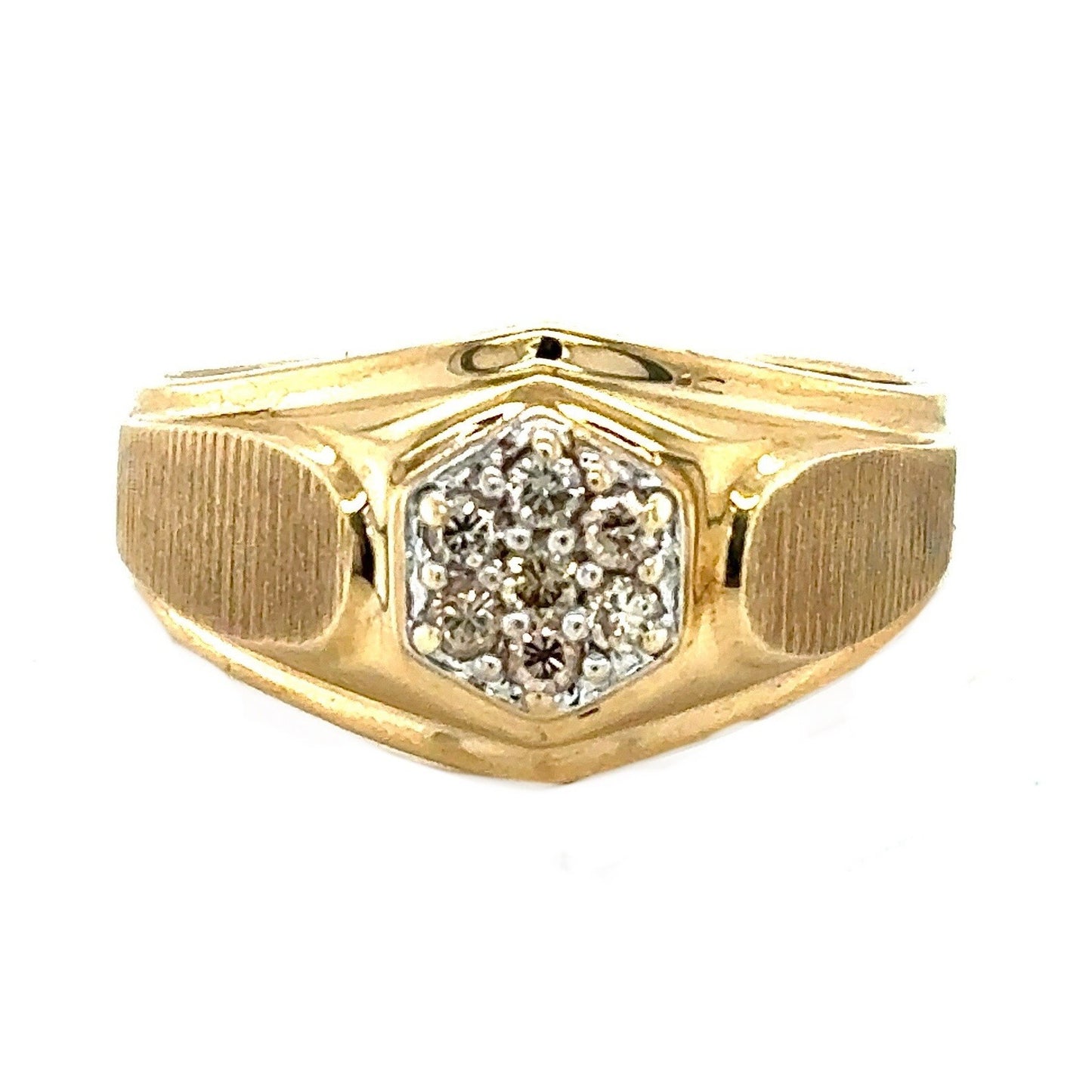 1/10ct Men’s Champagne Diamond 10k Yellow Gold Ring 4.2g Size 12