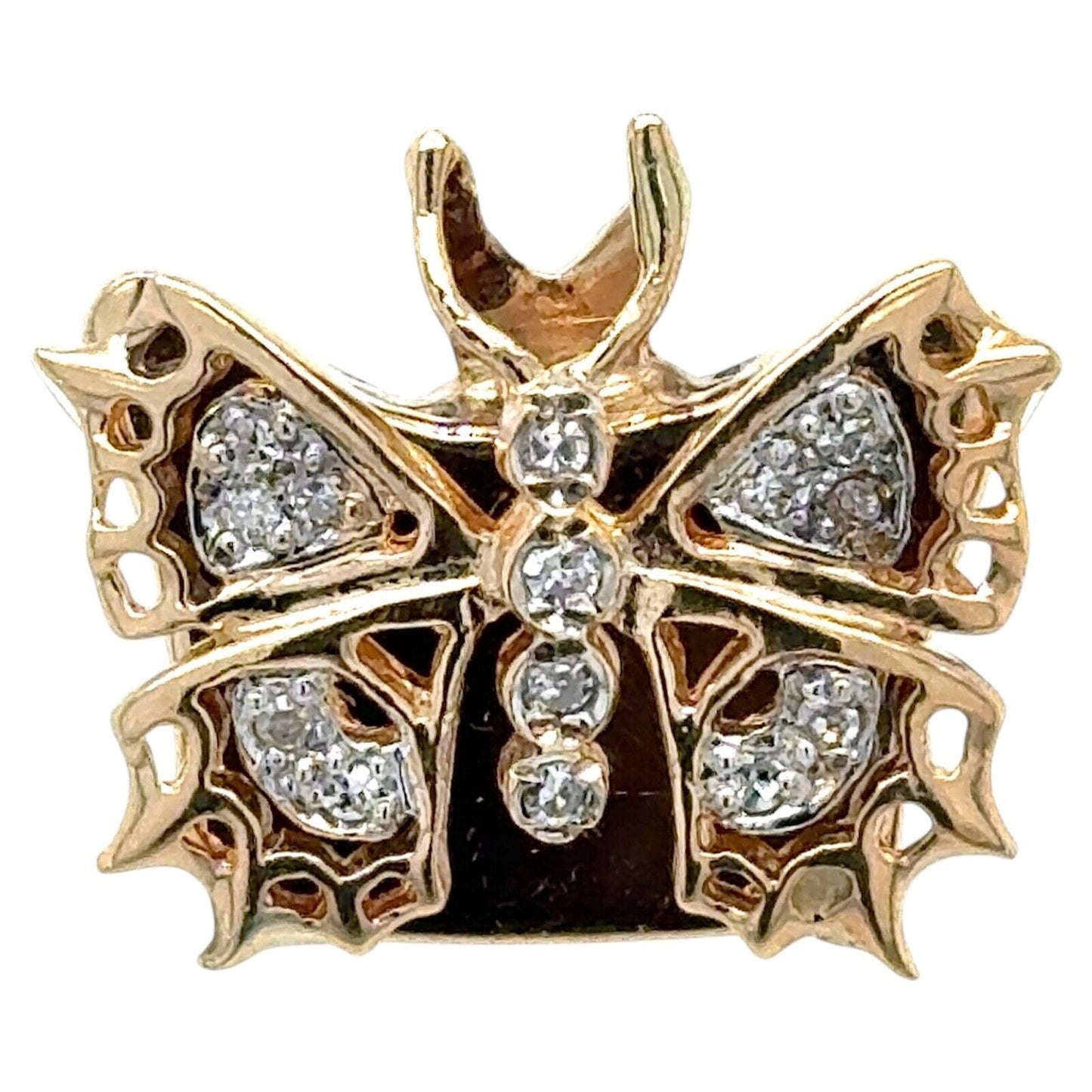 10k Yellow Gold 1/10ctw Diamond Butterfly Bracelet Slide 8.3g