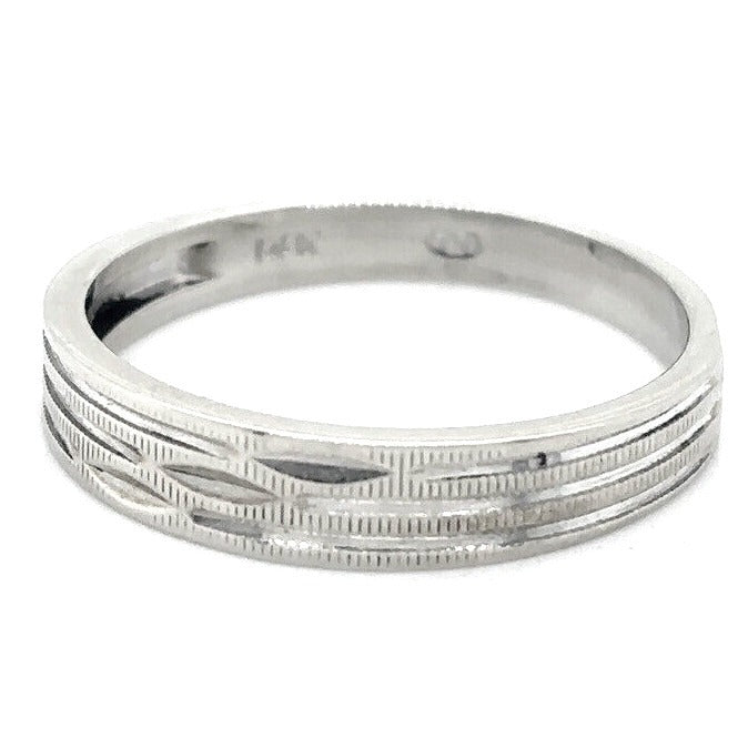 3.7mm Wedding Band Ring 14K White Gold 1.8g Size 6.25