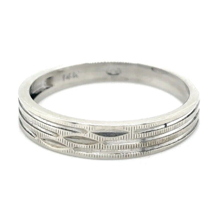 3.7mm Wedding Band Ring 14K White Gold 1.8g Size 6.25