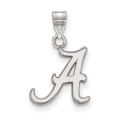 Sterling Silver Rhodium-plated University of Alabama Letter A Small Pendant