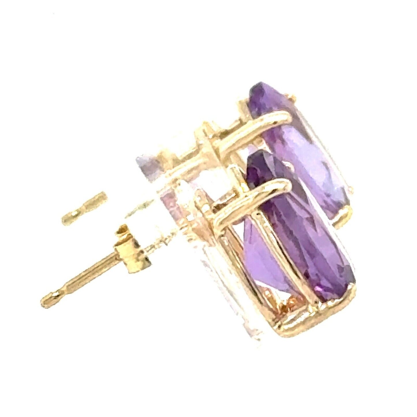 14k Yellow Gold Amethyst Stud Earrings 1.5g